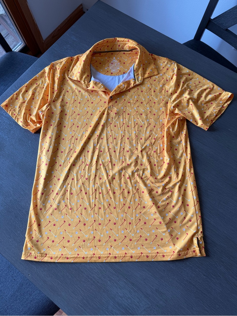 Men's Yellow Printed Polo Shirt